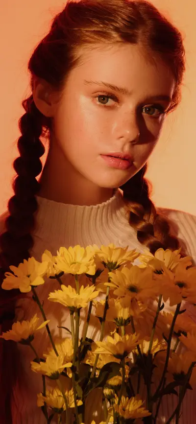 少女与花-拍信图库