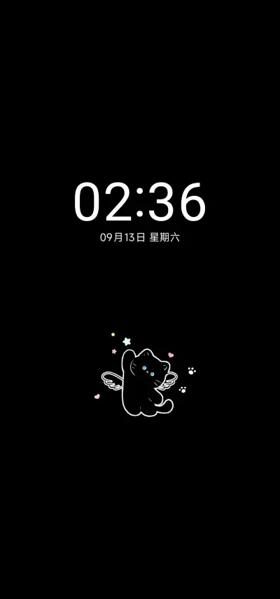 平铺蓝心黑白小猫 - Screenshot 1