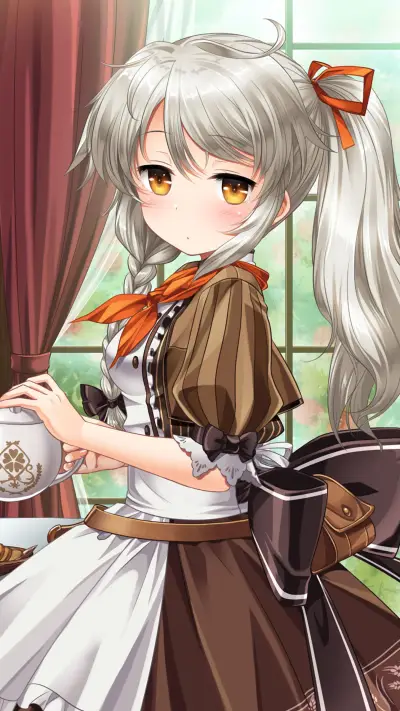 认真工作的少女